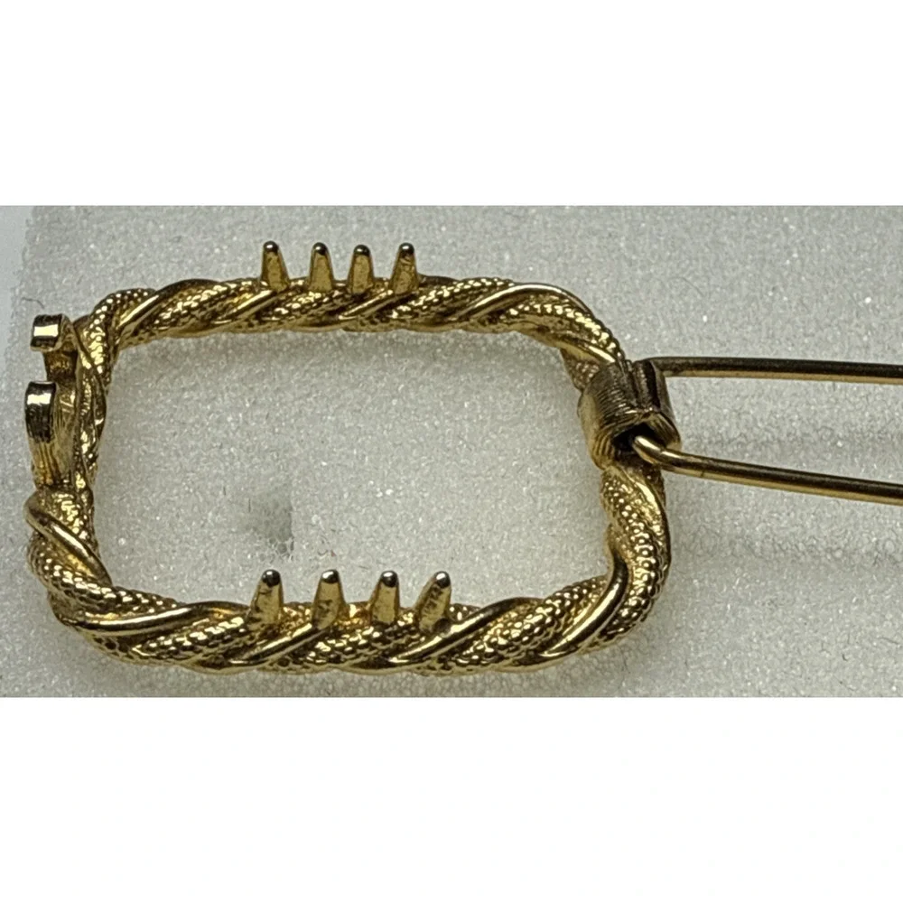 Vintage Twisted Rope Gold Tone Metal Hair Barrette Square